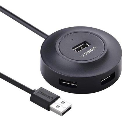 комп. USB HUB UGREEN USB 2.0 to 4 USB 2.0 + порт для питания Micro USB, Black CR106-20277