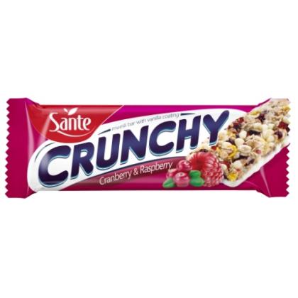Батончик мюсли "Sante Crunchy" с клюквой и малиной в йогуртовой глазури , 40 г