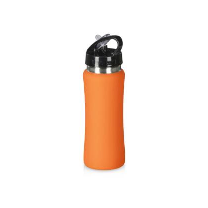 Бутылка д/воды 600 мл,"Bottle C1" метал./пласт. софт.-тач, упак, оранжевый