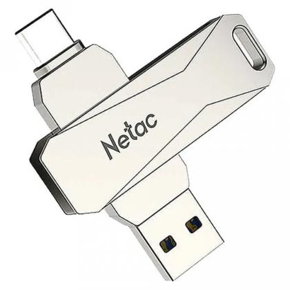 Карта памяти USB+TypeC Flash 3.0 128GB U782C Netac, металл, серебристый
