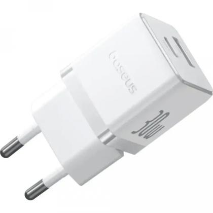 Сетевое зарядное устройство Baseus Palm P1011160A213-01 Fast Charger C+U 30W EU Moon White (с кабелем USB-C)