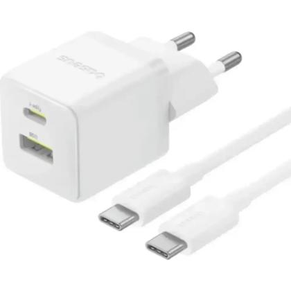 Сетевое зарядное устройство Baseus Palm P1011160A213-01 Fast Charger C+U 30W EU Moon White (с кабелем USB-C)