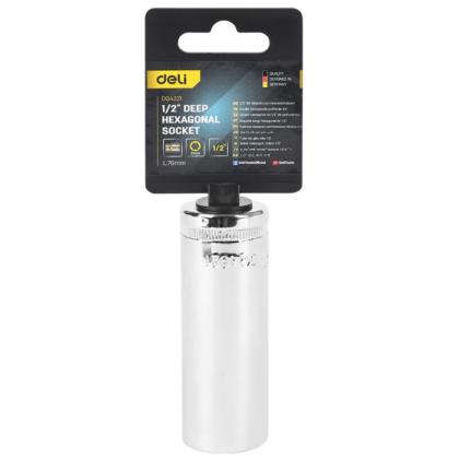 Головка торцевая шестигранная Deli YS EDQ4321 1/2", 21 мм, глубокая