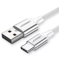 Кабель UGREEN US288-60131, USB-A 2.0 to Type C, 3A, в оплётке, 1m, White
