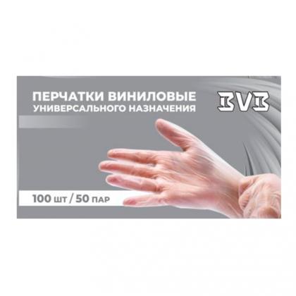 Перчатки виниловые  одноразовые BVB, р-р S 100 шт./уп. прозрачный
