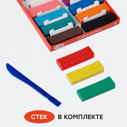 Пластилин для детской лепки 8 цв. "Мультики" со стеком